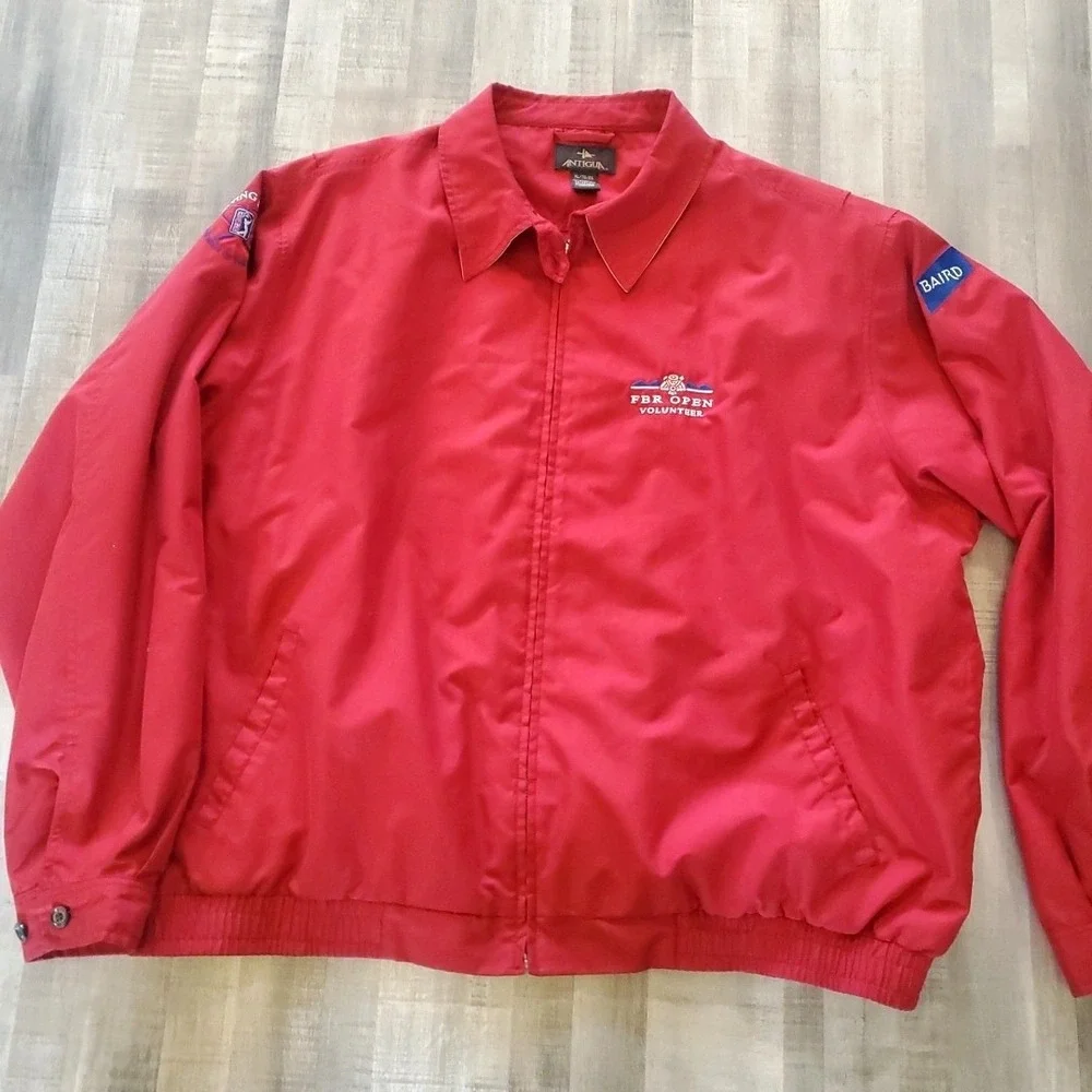PGA Tour Pbr Open Red Golf Jacket XL Antigua Bomber‎ Windbreaker full zip